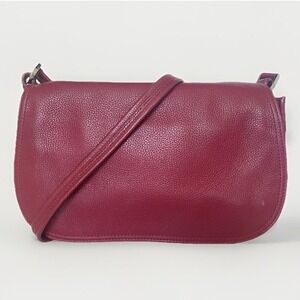 Vintage Charter Club Pebble Leather Saddle Crossbody Bag Oxblood Red Medium